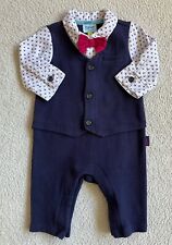 Ted Baker Baby Boy Blue Red Waistcoat Trousers All In One Suit Wedding 0-3 Month