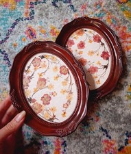 Vintage Framed Pressed Dried Flowers x 2 Oval Frames
