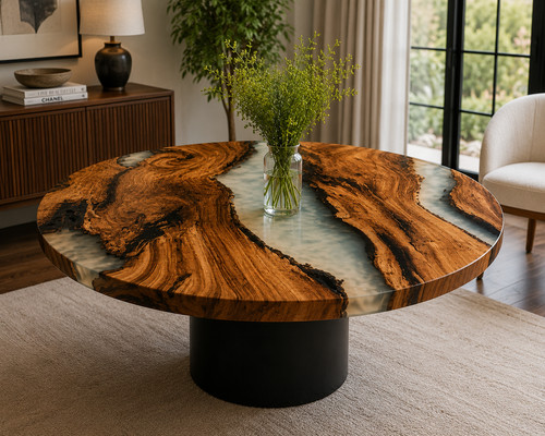 White resin river - resin, dining