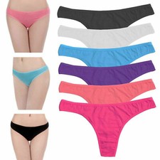 6 Pack Womens Cotton Underwear Thongs Panties Knickers Soft Ladies Sports Briefs