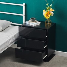 Black LED 3 Drawers Bedside