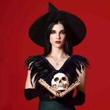 Black Green Feather Hand made