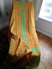 Vintage Indian Kantha Quilt Cotton Bedspread Throw