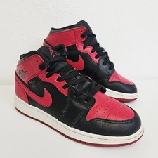 Nike Air Jordan 1 Mid Banned GS Size UK 5.5 EU 38.5 Red Black Leather 554725-074
