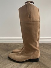 Aigle Light Tan Suede Boots Knee High Riding Boots Size Eu 39 Approx UK 6