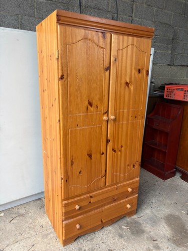 Brown pine cupboard wardrobe - pine,