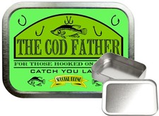 The Cod Father Silver 2oz Tobacco Tin , Storage Tin, Fishing tin Gift