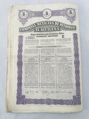 1949 mexican eagle oil share - mexican,