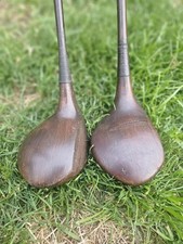 Gibsons OF Kilhorn Vintage Wooden Golf Clubs, Driver and 3w. Metal Shafts.