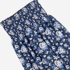 Navy Blue Rose Floral Smocked