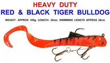 LARGE RED 105g BULL DOG PIKE LURE COARSE SEA FISHING SOFT BAIT COD JIG HEAD SHAD