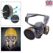 Full Face Gas Mask Paint Spray Chemical Factory Respirator Safety Work+Goggles