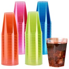 MATANA 80 Neon Party Cups, Coloured Hard Plastic Cups, 210ml - Blacklight UV-...