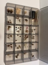 Vintage Collection Of 70 Hand Tied Fishing Flies With Carry Case And Lead Lines