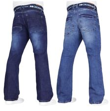 CROSSHATCH Mens Bootcut Jeans Stretch Wide Leg Fashion Denim Pants Free Belt