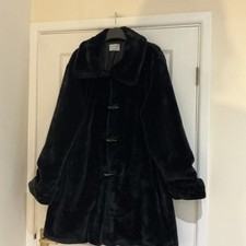 Gabriella Vicenza Womens Fully Lined Coat Size 18 Black Faux Fur 