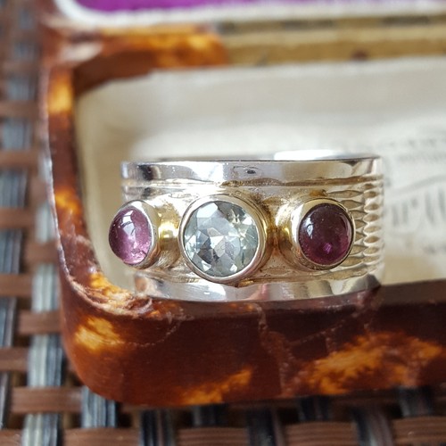 Sterling silver band ring blue - ring,