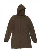 L.L.BEAN Womens Longline Zip Hoodie Sweater UK 10 Small Khaki Polyester AW10