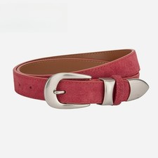 Women Luxury Genuine Leather Waist Belt Adjustable Suede Fashion Metal Buckle