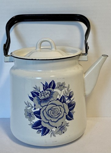 Enamelware teapot blue - teapot,