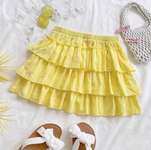 Shein yellow ruffle skirt - ruffle,