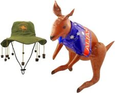 New Adult Australian Corks Hat & Inflatables Kangaroo 70cm Set Fancy Dress Party