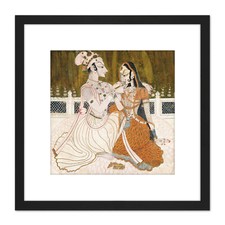 Maker Unknown India Krishna And Radha Square Framed Wall Art 9X9 In
