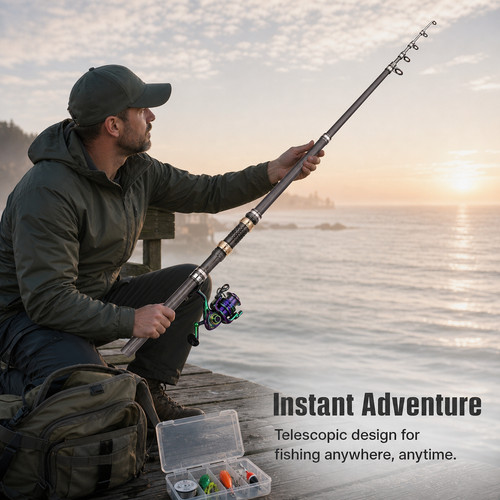 Telescopic fishing rod - fishing,