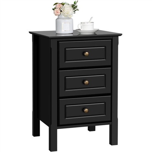 Drawer wooden side table - 3-drawer,