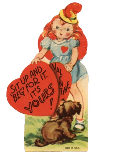 Vintage valentine girl sit - valentine,