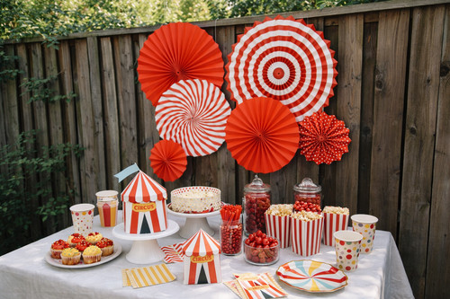 Circus party paper fan - circus,