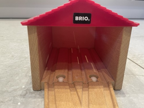 Brio wooden railway train - train, shed
