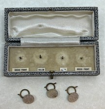 Antique Jewellery Display Box for STUDS with few odd studs - Blue Leatherette