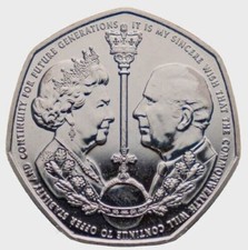 2022 50p Gibraltar End & Beginning of an Era King Charles Fifty Pence coin Unc