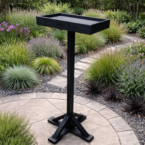 Black wooden bird - black,