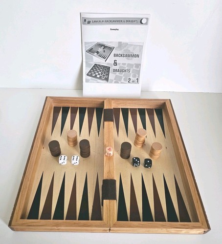 Wooden backgammon game set - game,