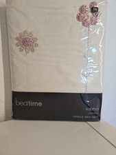 Bhs Bedtime Beige Pink single Duvet Cover Embroidery  NWT