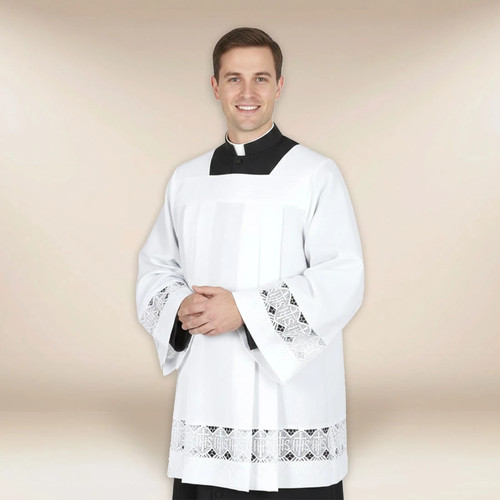 Embroidered guipure surplice