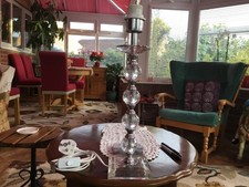 Perspex  Base Table Lamp with 4 Perspex Clear Balls: 18” tall with chrome spacer