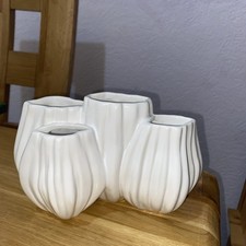 Sia Home Fashion Four Sectioned Vase 21cm Long 13cm Height White Ceramic