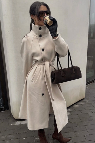 Zara long coat with wool - with, and