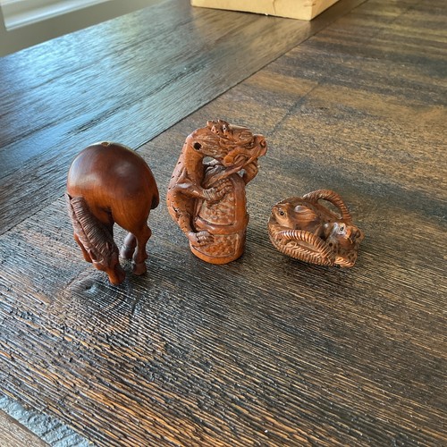 Lot japanese carved wood - lot,