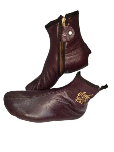 Leather winter socks burgundy - leather,