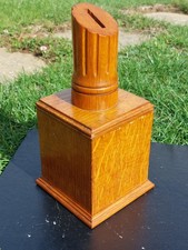 Wooden Oak Masonic Pillar Alms Box 11",  Rare Traditional Freemason Almsgiving