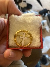 Mizpah Gold Antique Brooch Cross Pin