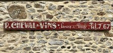Vintage French Large Wooden Advertsing Sign Wine Merchant