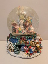 Kirkland Musical Snow Globe With Revolving Base Large Santas Workshop Vintage