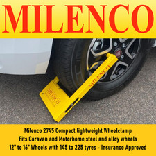 Milenco 2745 Compact Lightweight Wheelclamp 12" - 16" Inch Wheel 145 - 225 Tyres