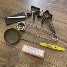 A Selection Of Casting & Metal Stamping Tools Clamps Ladle Vintage Files & More