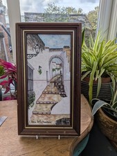 Vintage signed Hanging Ceramic Wall Art Tiles Spanish Home 20x35cm Decor 688g